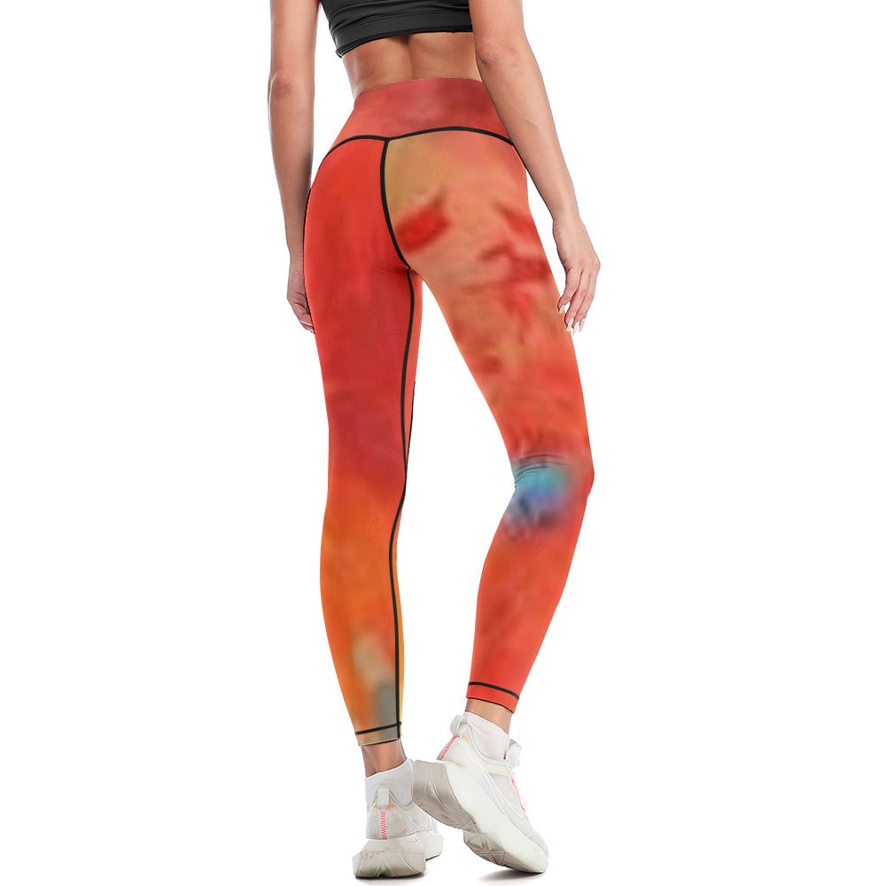 Orange Tie-Dye Sports Yoga Pants