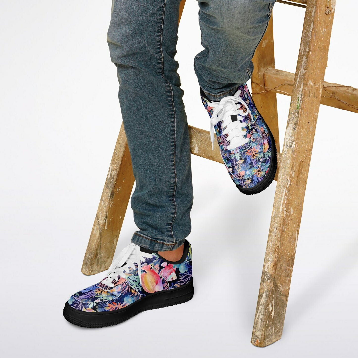 Core Low Shoes – Tropical Fish & Bright Coral Ocean Design Sneakers Custom Design
