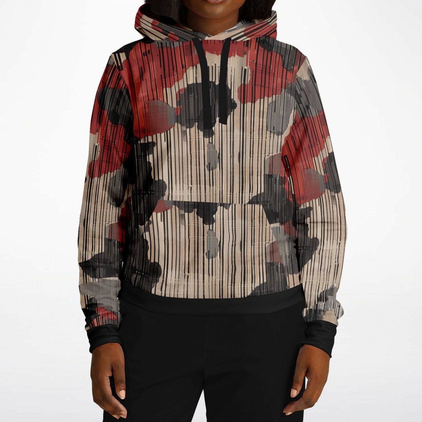 Red & Black Fashion Hoodie - Men & Women Bohemian Style Abstract Art Abstract Expressionism