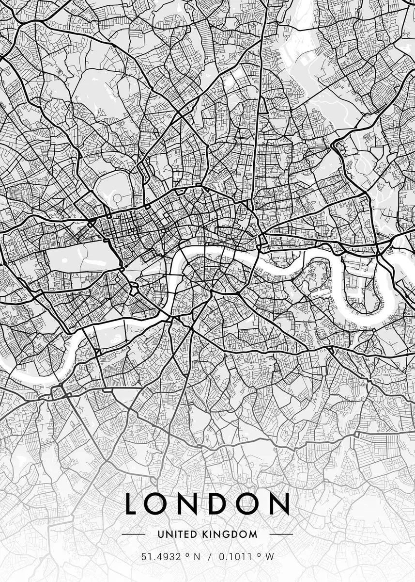 City Map Artwork Poster Paris New York Canvas Painting HD Printed Black and White Map Wall Art Picture Living Room Home Decor