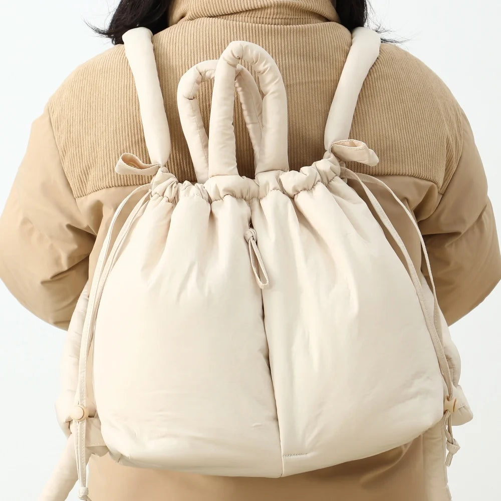 Puffer Backpack for Women – Lightweight Puffy Drawstring Tote & Shoulder Bag