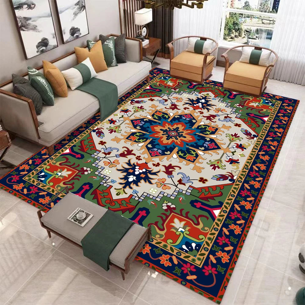 Vintage Boho Area Rug | Soft Washable Non-Slip Living Room & Bedroom Carpet