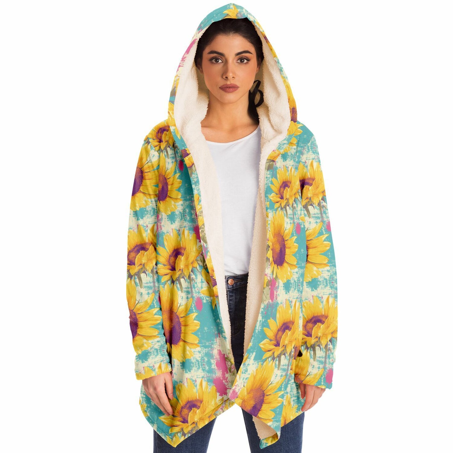 Cloak Hoodie β Sunflowers Gone Wild π» Vintage Floral With a Splash of Chaos