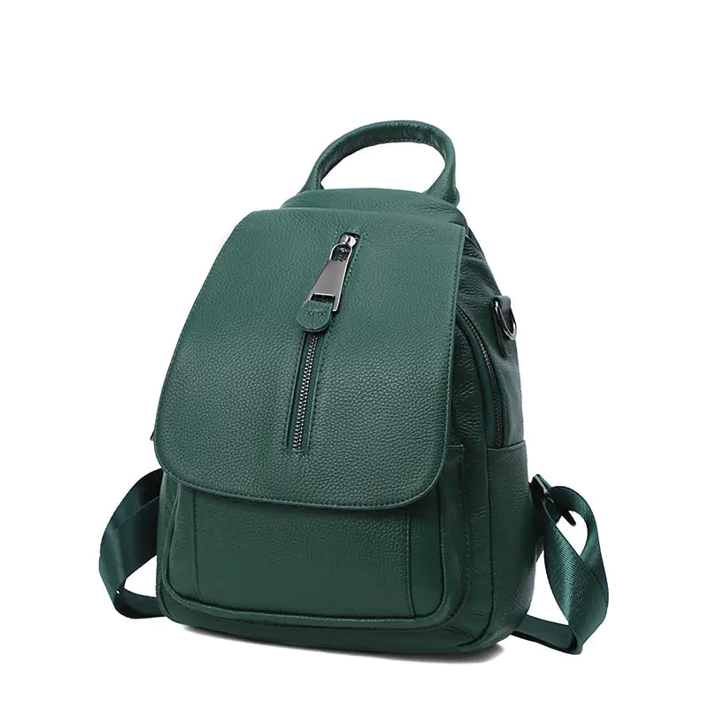 Multi-layer Anti-Theft Leather Travel Backpack for Women