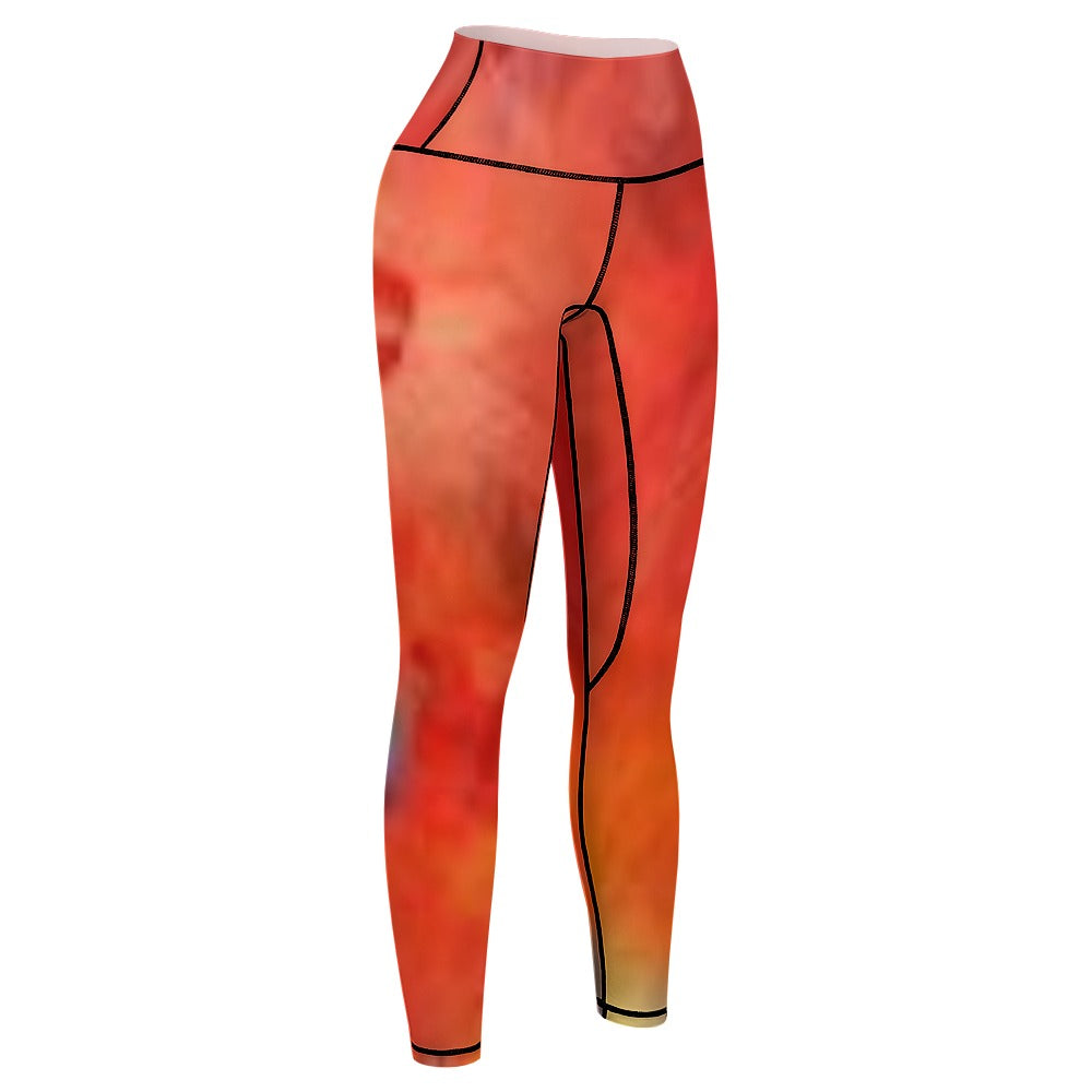 Orange Tie-Dye Sports Yoga Pants