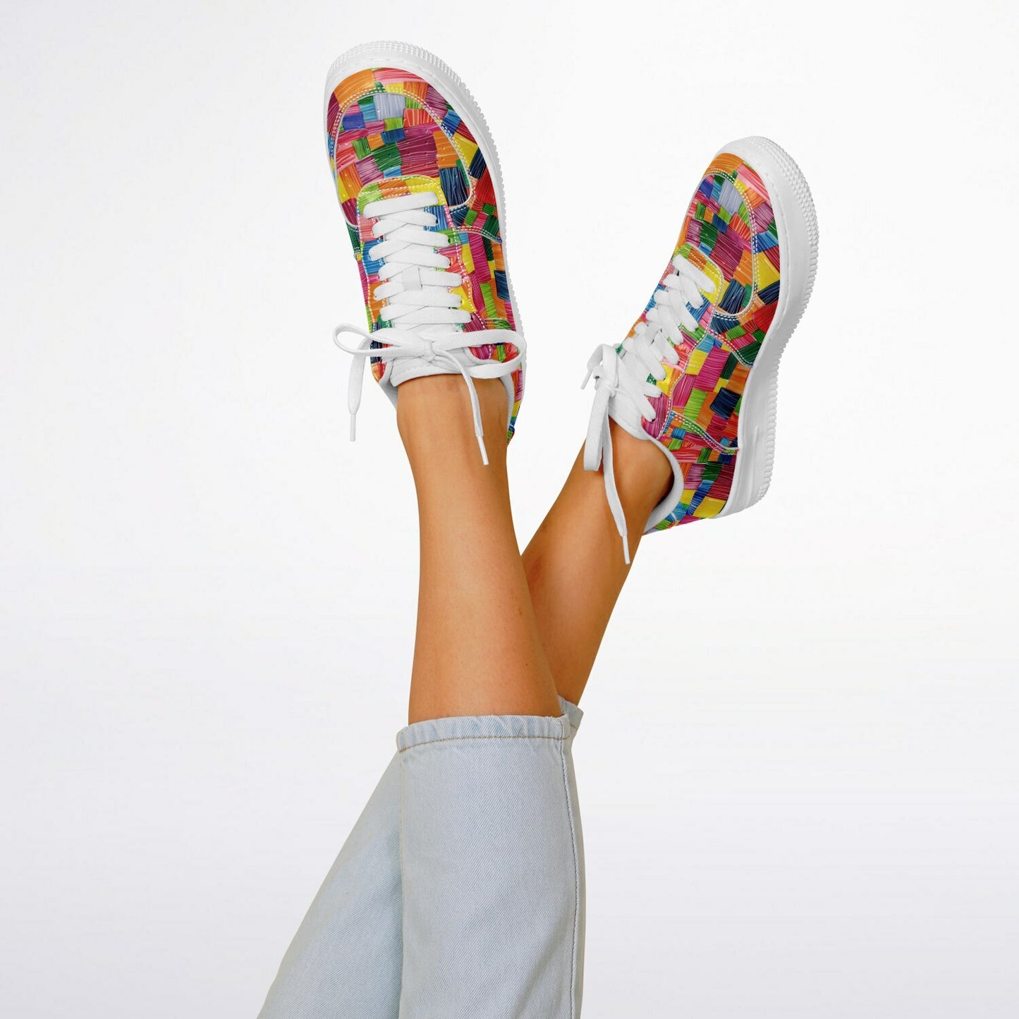 Low Top Shoes, Multi-Colored Sneakers, Custom Fashion Low Tops, Unique Artistic Streetwear