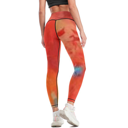 Orange Tie-Dye Sports Yoga Pants