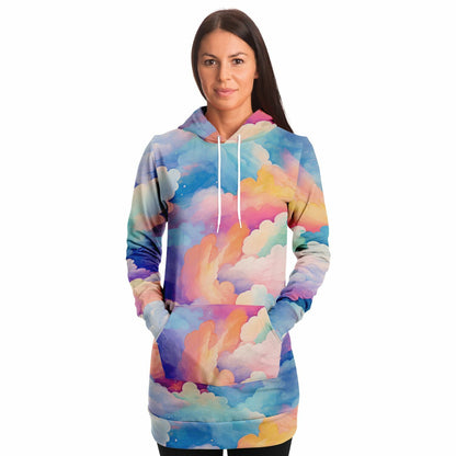 Athletic Longline Hoodie - #sky#cloud#painting#watercolor#colorful#pattern