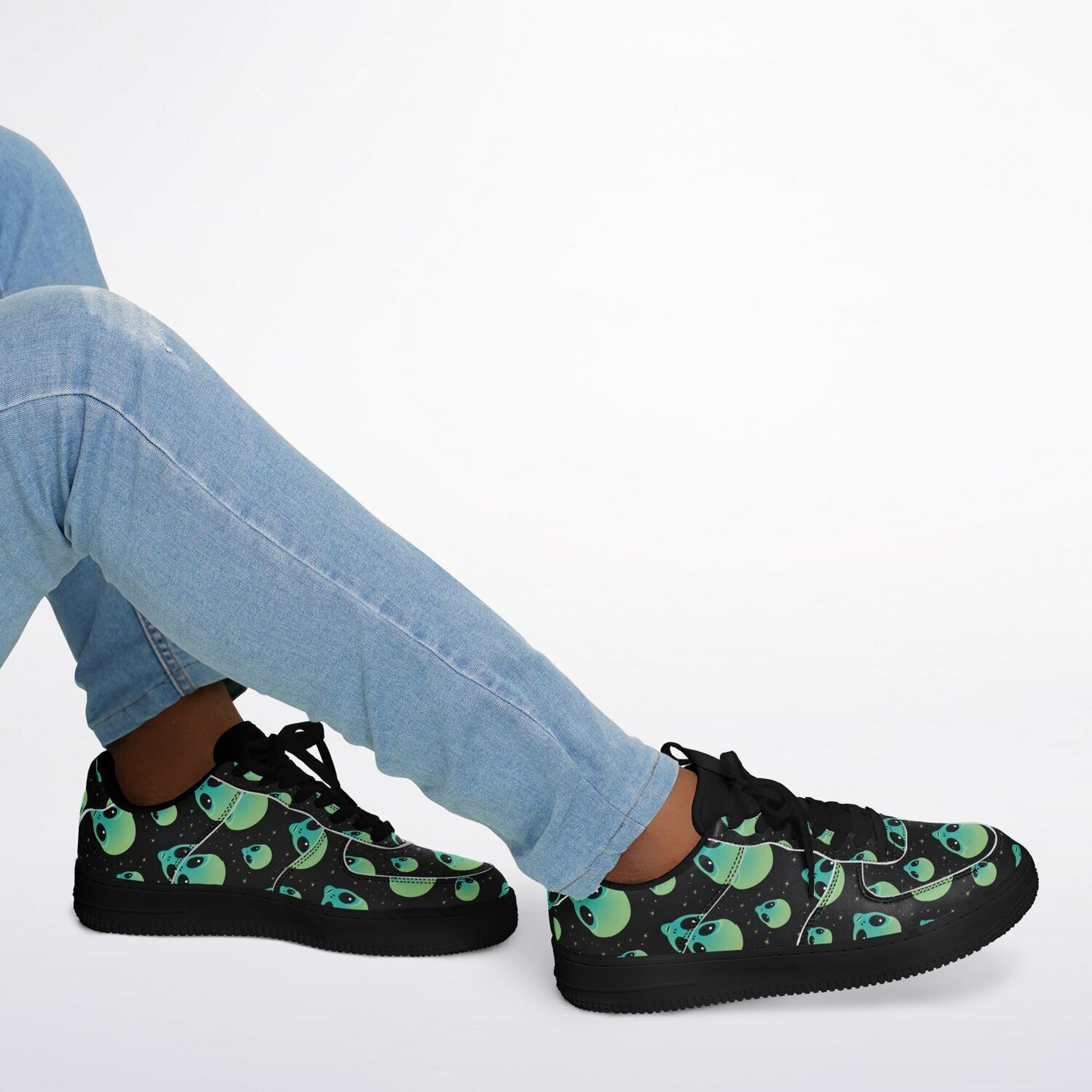 👽 Alien Skull Low-Top Sneakers – Sci-Fi Streetwear Vibes - Custom Design