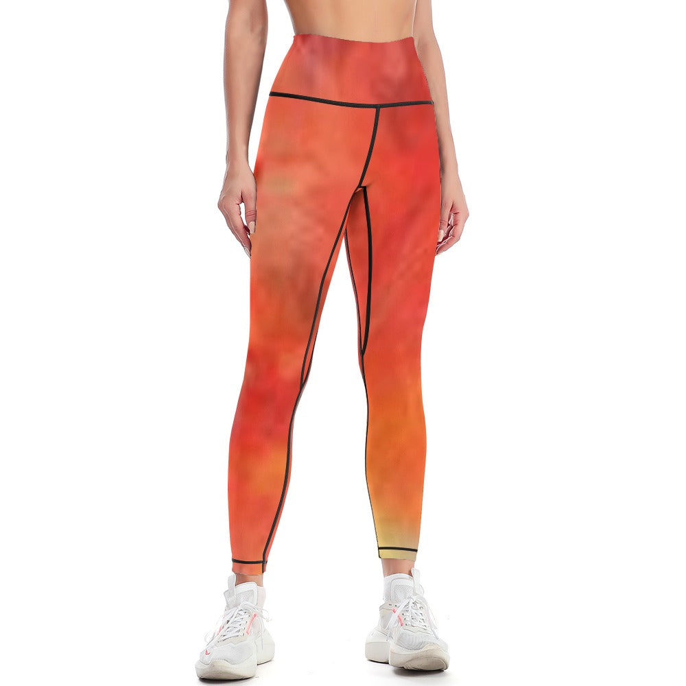 Orange Tie-Dye Sports Yoga Pants