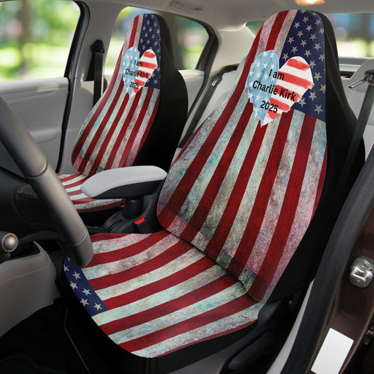 CHARLIE KIRK Patriotic American Flag Car Seat Covers