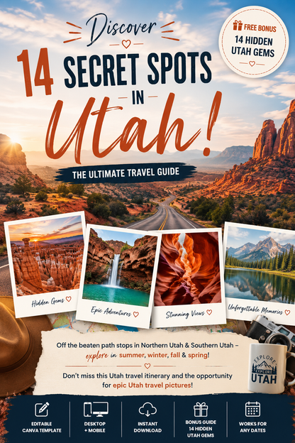 Utah National Parks Itinerary Template | Editable Road Trip Planner | BONUS Hidden Utah Guide | Zion Bryce Arches