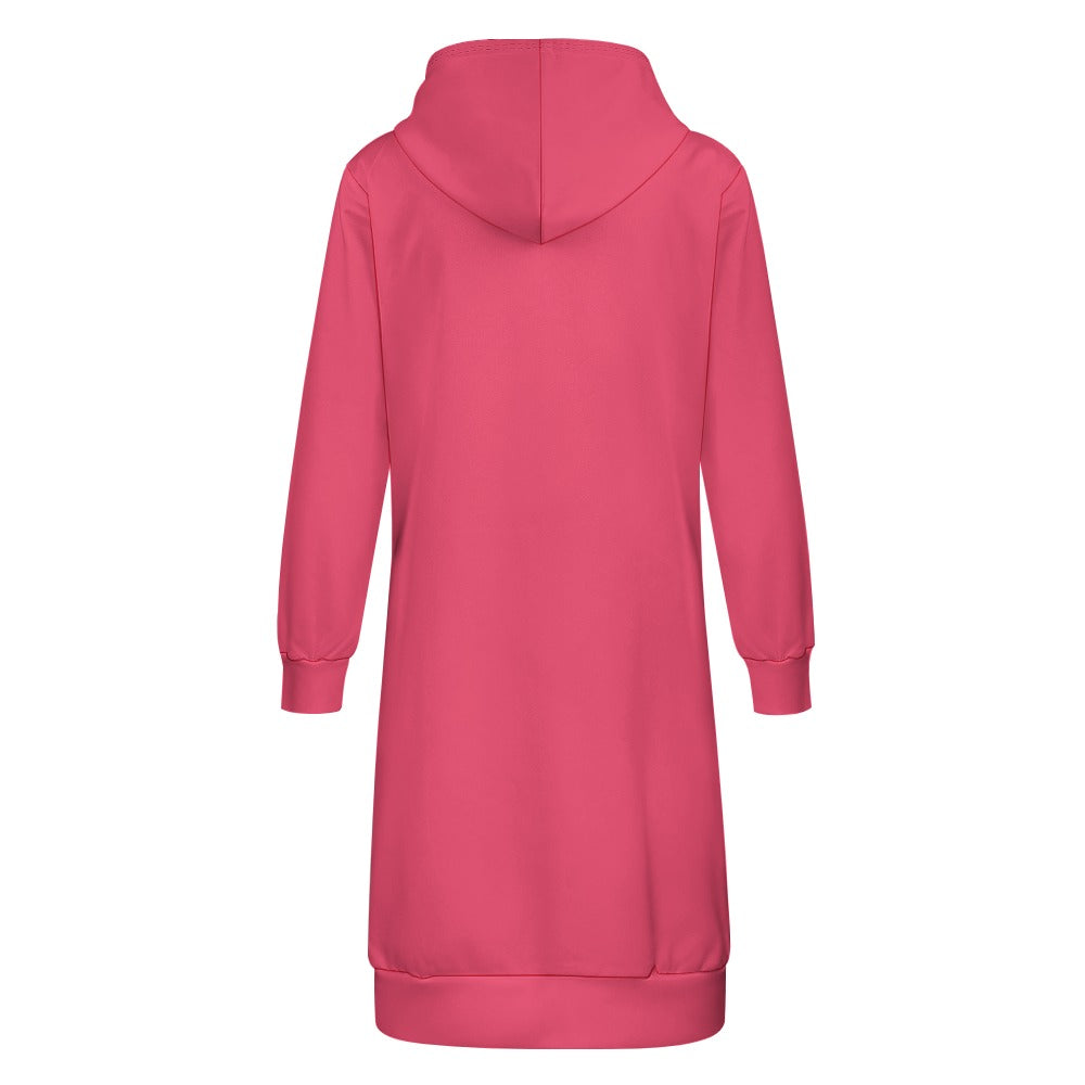 Edgy Sweatshirt Dress, Long Hoodie in Watermelon, Cozy Sweater, Comfy Sweatshirt, Knee- Length Sweater, Stylish Sweatshirt with Hood