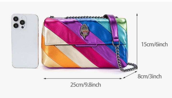 Genuine Leather Retro Women's Patchwork Shoulder Bag