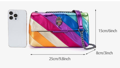 Genuine Leather Retro Women's Patchwork Shoulder Bag