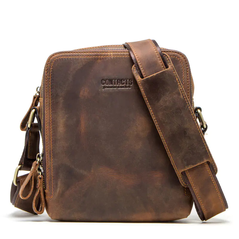 Black Angel Retro Crazy Horse Leather Men's Shoulder Bag