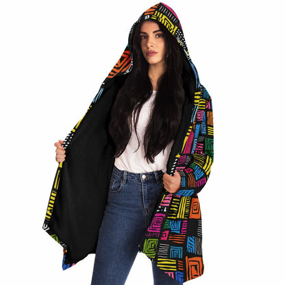 Microfleece Cloak – Vibrant Kaleidoscopic Mandala Hoodie Cape | Boho Festival Streetwear Wrap