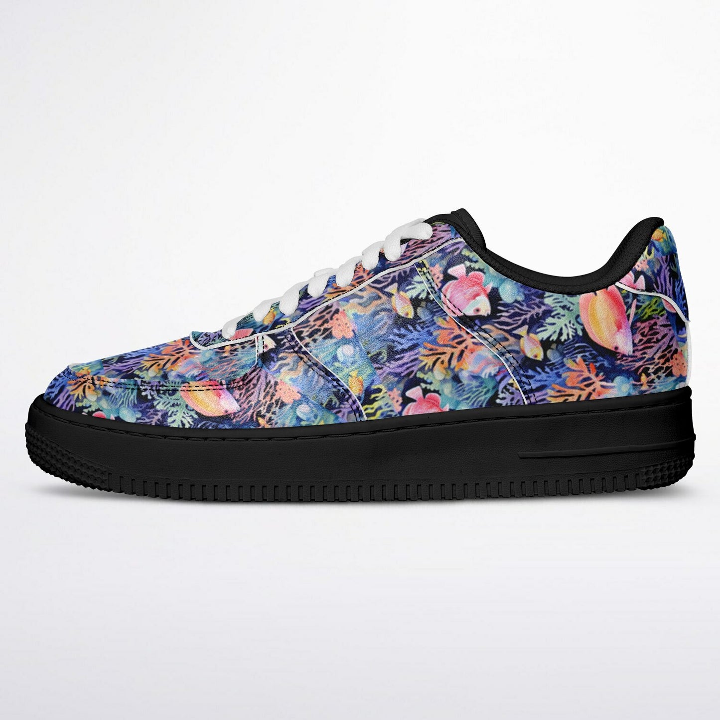 Core Low Shoes – Tropical Fish & Bright Coral Ocean Design Sneakers  Custom Design