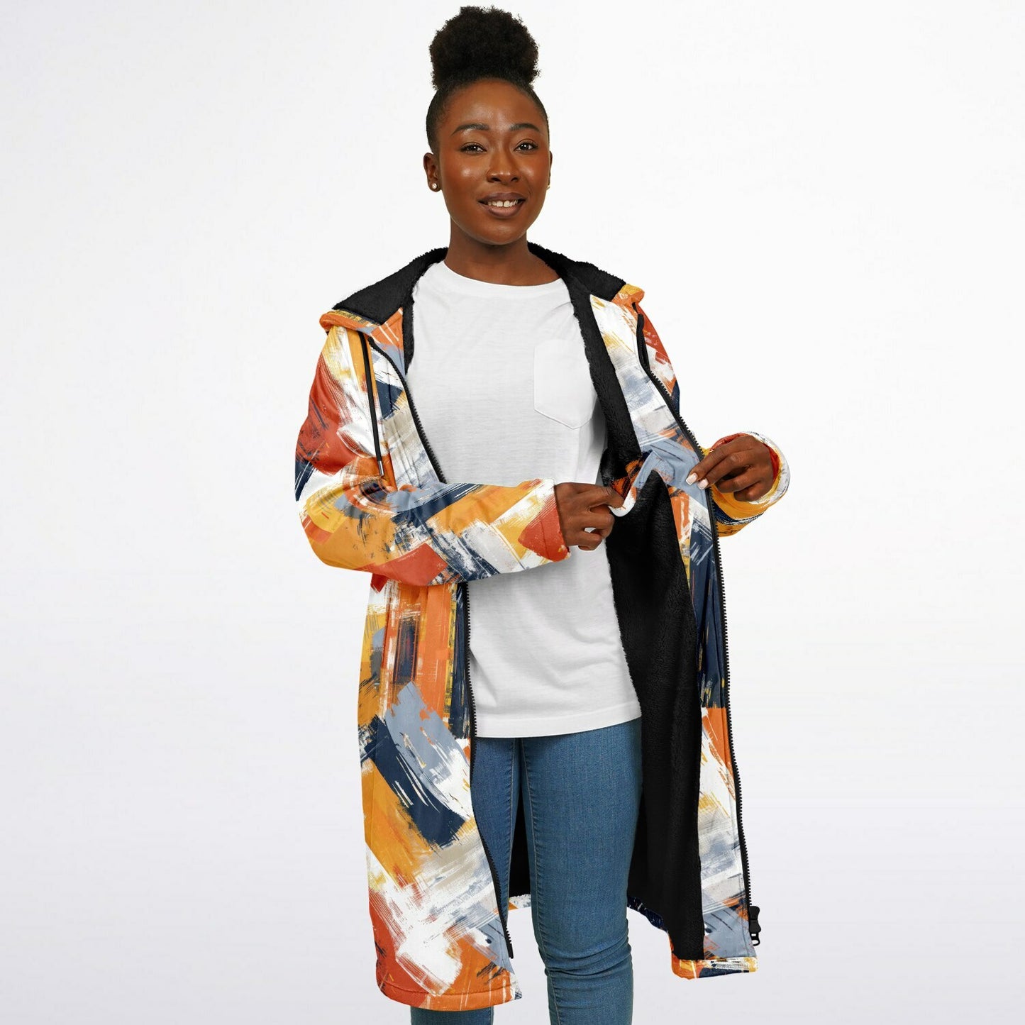 📌 Fall & Winter Warm Hoodie Coat | Abstract Grunge Brushstroke Design