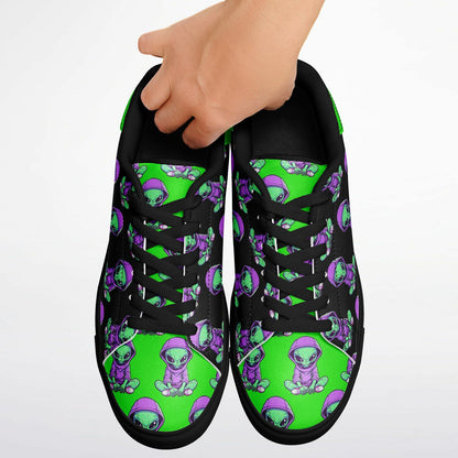 Alien Terrestrial Black & Green Unisex Sneakers – Futuristic Streetwear Statement