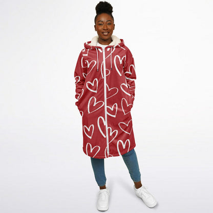 Red with White Hearts Zipper Cloak