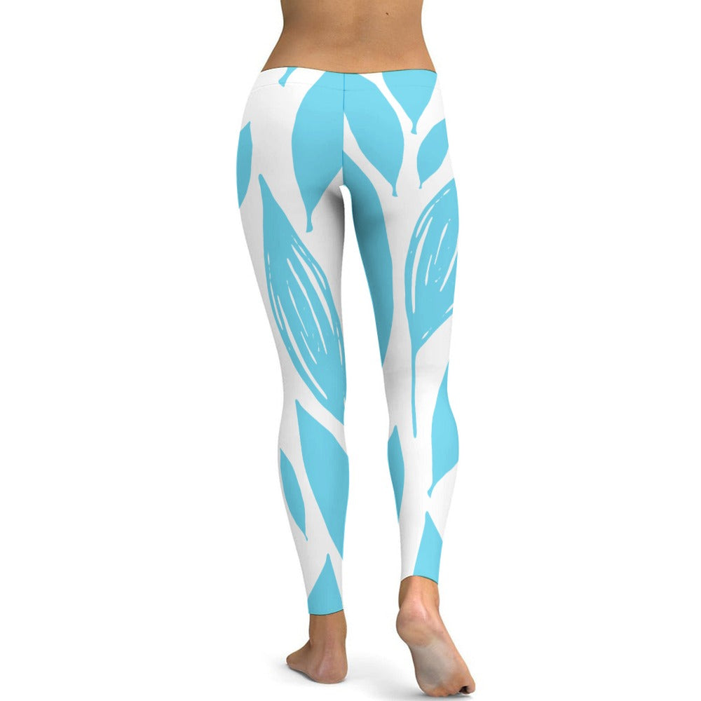 Teal & White Yoga Pants