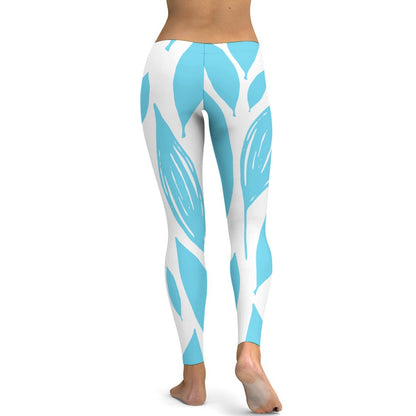 Teal & White Yoga Pants