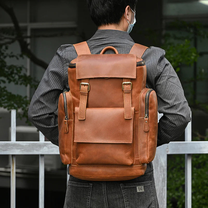 Men's Crazy Horse Leather Backpack