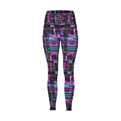 Neon Black and Purple  Leggings with Pockets