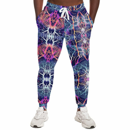 Athletic Jogger with Tree Branch Gradient – Vibrant Fantasy Coral & Neon Pattern Unique Custom Design