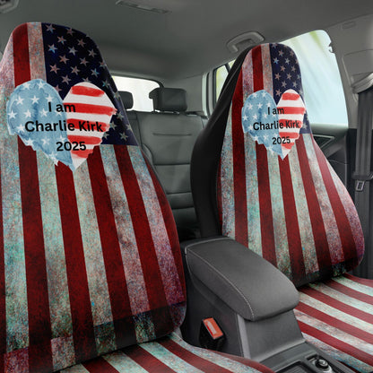 CHARLIE KIRK Patriotic American Flag Car Seat Covers