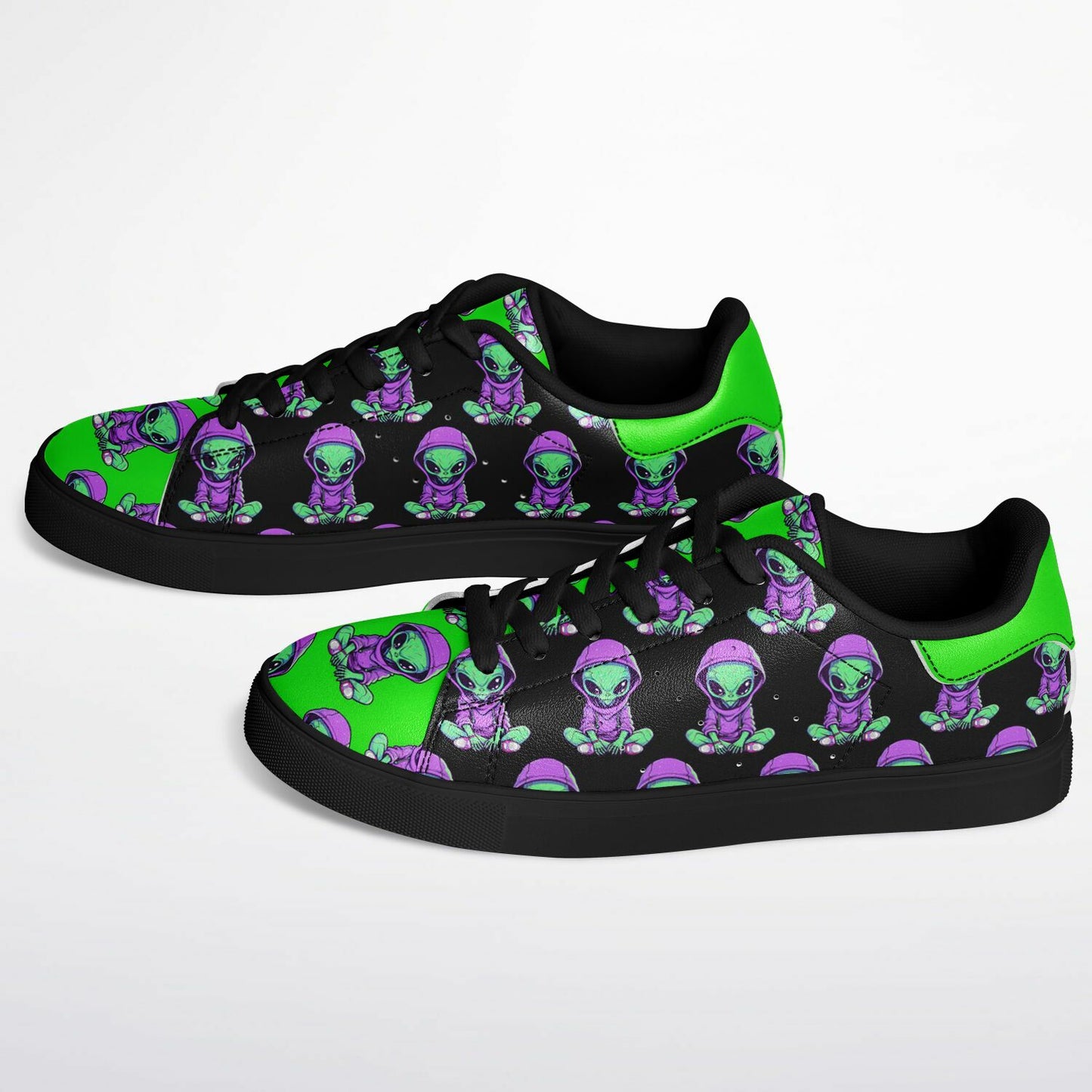 Alien Terrestrial Black & Green Unisex Sneakers – Futuristic Streetwear Statement