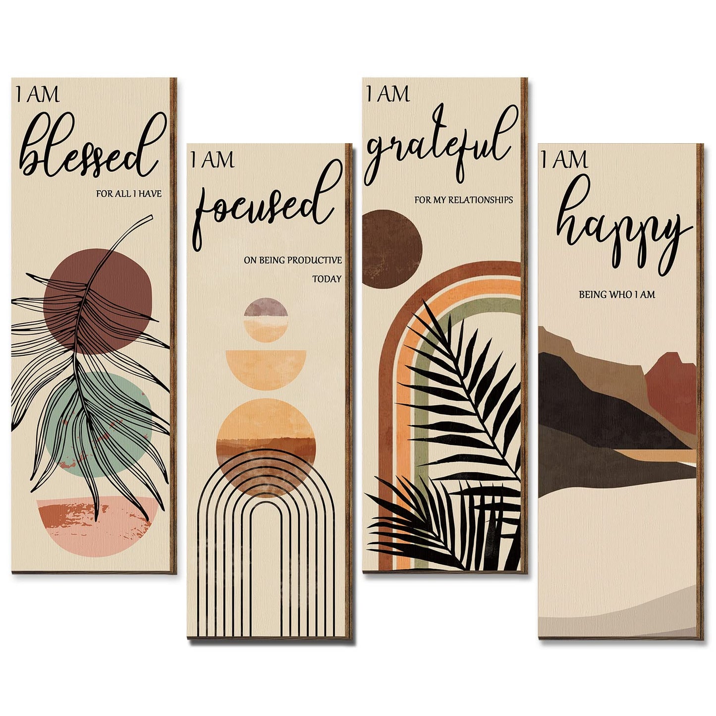 Boho Wall Art Prints Set of 4 Mid Century Positive Affirmations Wall Decor Inspirational Boho Prints Wall Art Minimalist Home Decor Prints for Kitchen Bedroom Living Room No Frame