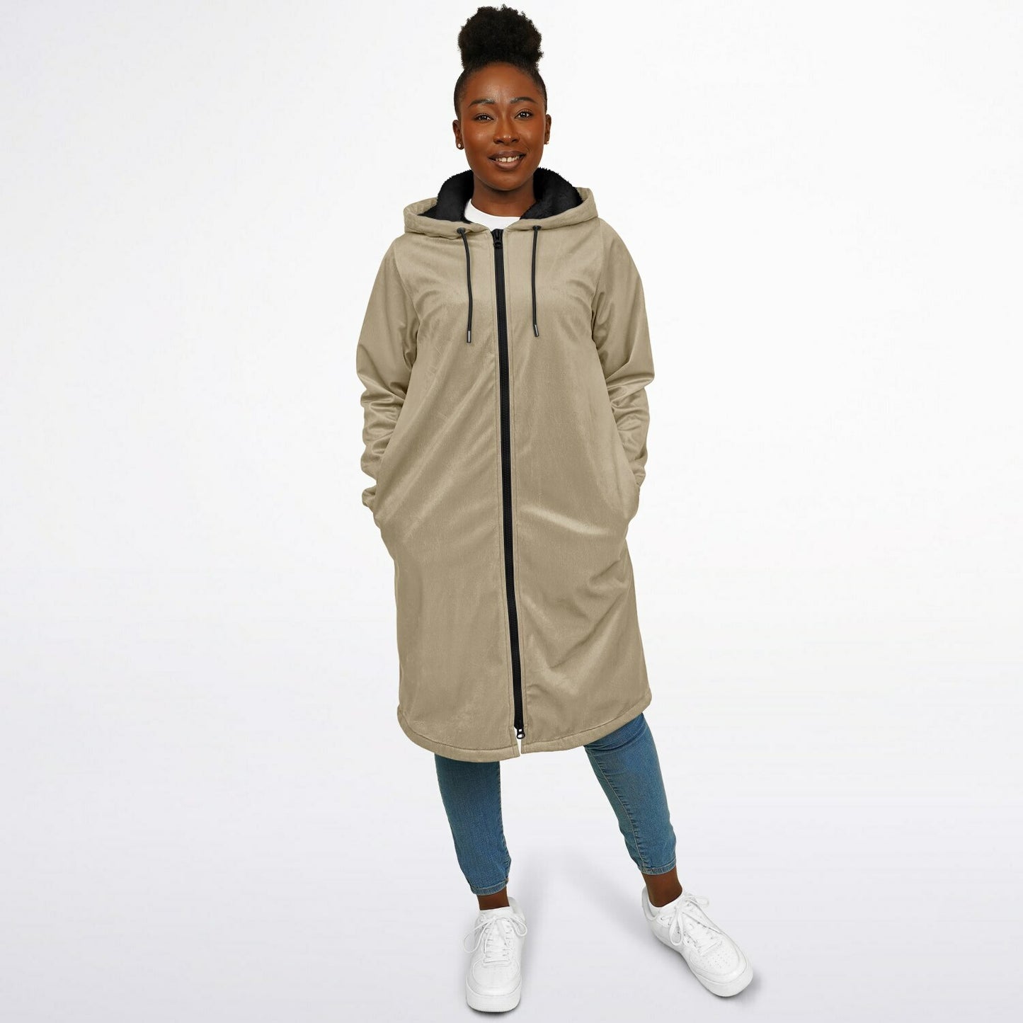 Long Zipper Fleece Hooded Sweatshirt | Maxi Hoodie | Lined Extra Long | Alternative Hoodie  copy