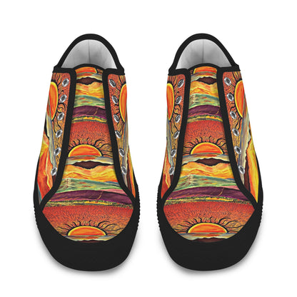 Tequila Sunrise Women's Shoes - ☀️ Whimsical Sunset Women’s Canvas Low Tops