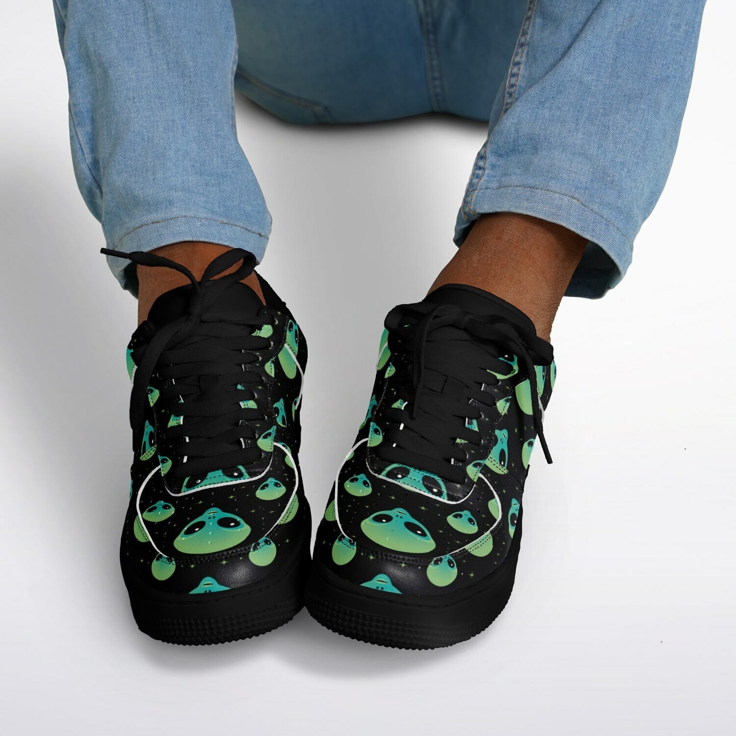👽 Alien Skull Low-Top Sneakers – Sci-Fi Streetwear Vibes - Custom Design