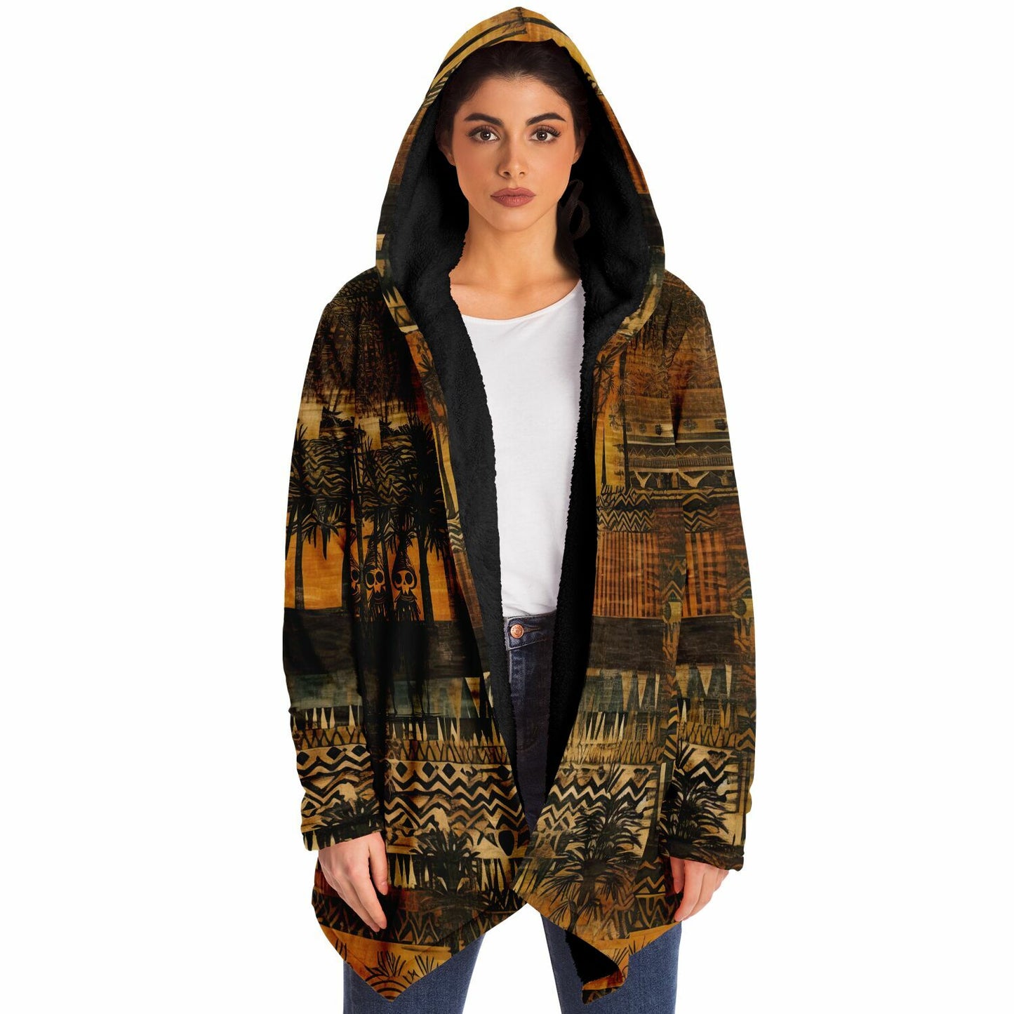 Tribal Hooded Cloak – Boho Street Style Palm Tree Coat | Boho Men Style