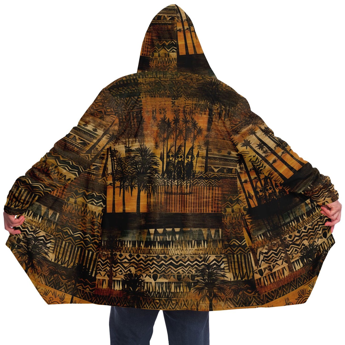 Tribal Hooded Cloak – Boho Street Style Palm Tree Coat | Boho Men Style