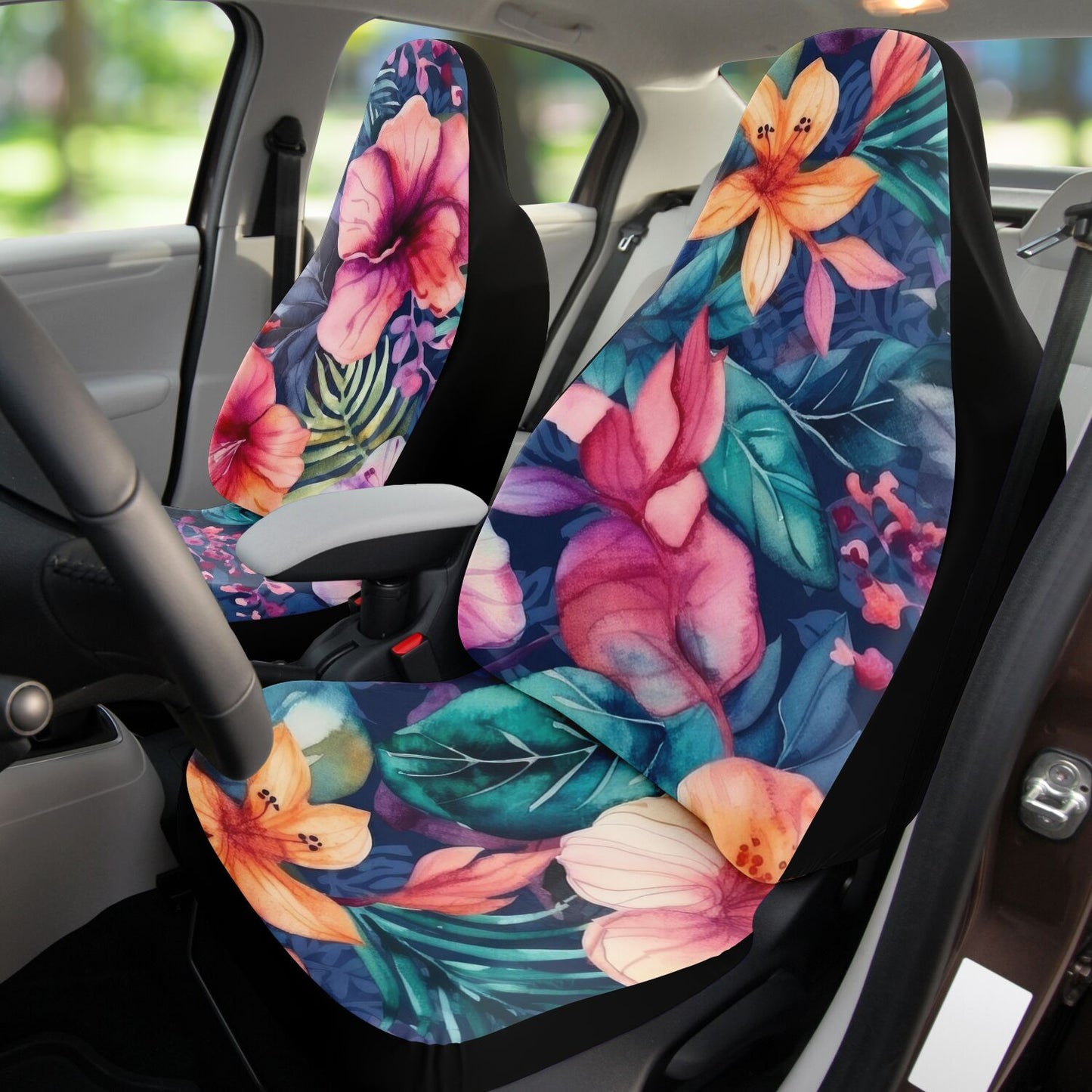Bright Blossoms Colorful Boho Floral Print Car Seat Covers