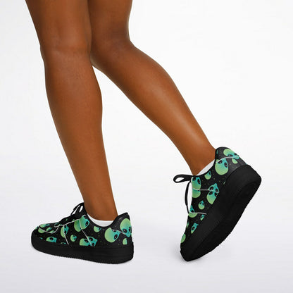 👽 Alien Skull Low-Top Sneakers – Sci-Fi Streetwear Vibes - Custom Design