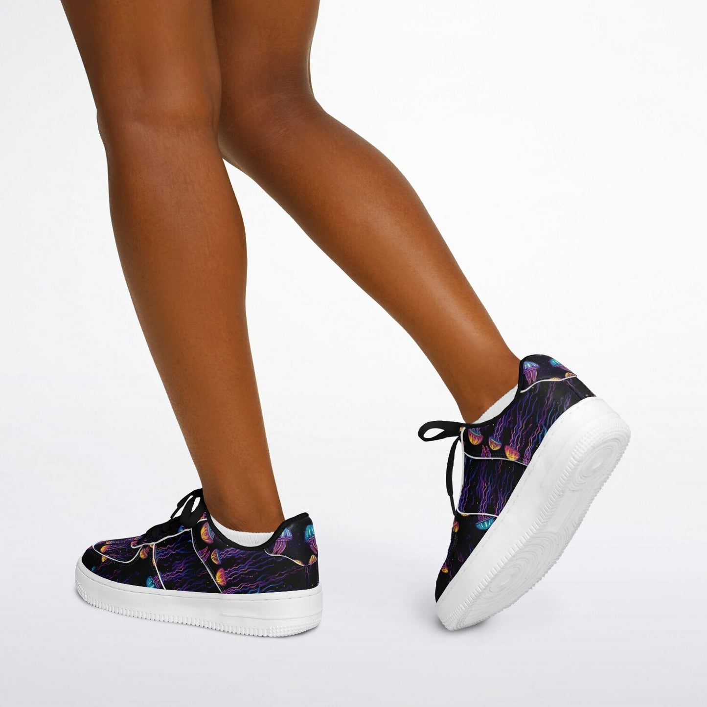Low Top Shoes, Blue & Purple Jellyfish Sneakers, Ocean-Inspired Low Tops, Creative Sea Life Shoes, Custom Shoes