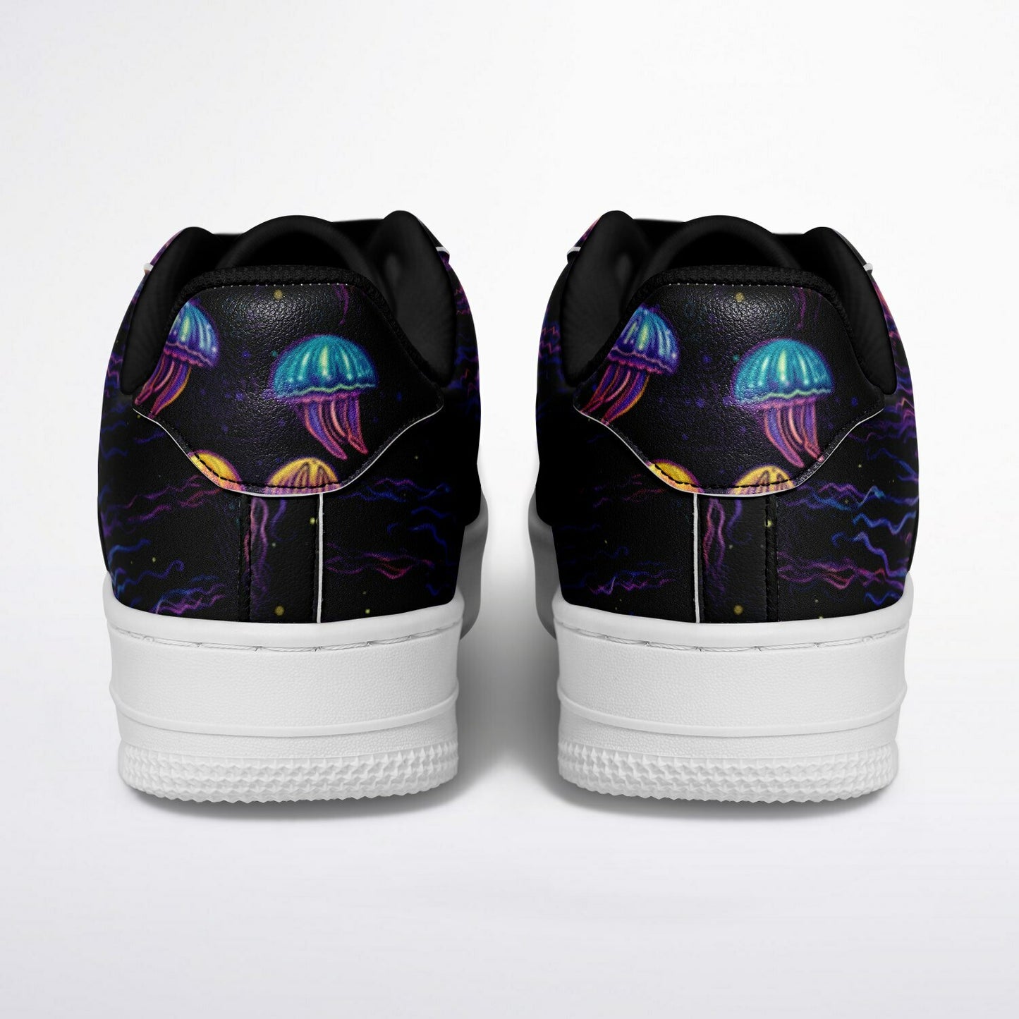 Low Top Shoes, Blue & Purple Jellyfish Sneakers, Ocean-Inspired Low Tops, Creative Sea Life Shoes, Custom Shoes
