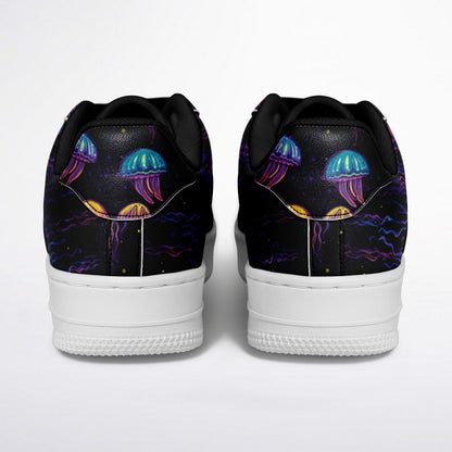 Low Top Shoes, Blue & Purple Jellyfish Sneakers, Ocean-Inspired Low Tops, Creative Sea Life Shoes, Custom Shoes