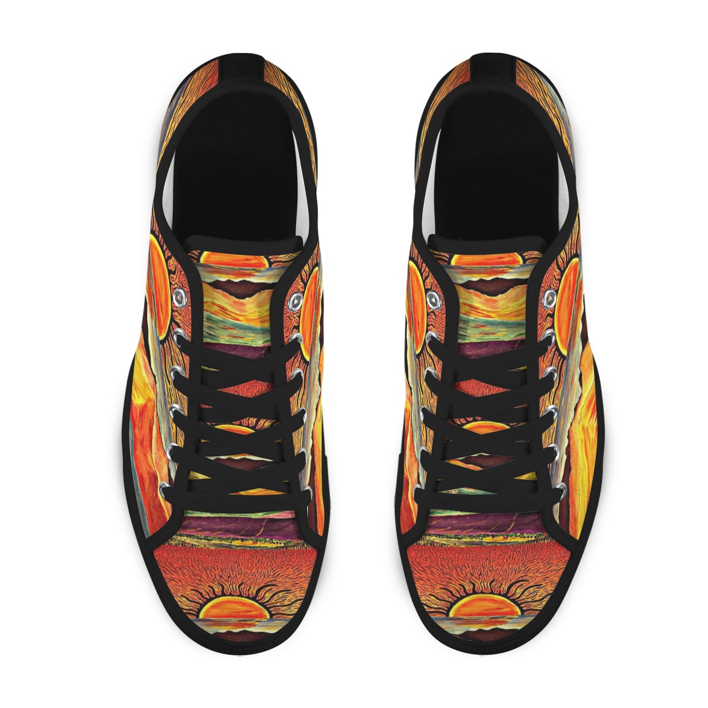 Tequila Sunrise Women's Shoes - ☀️ Whimsical Sunset Women’s Canvas Low Tops