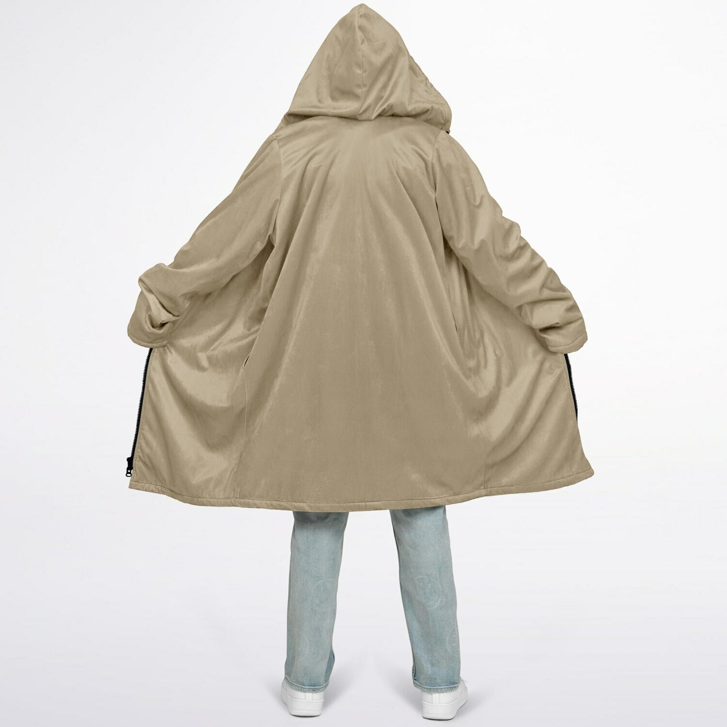 Long Zipper Fleece Hooded Sweatshirt | Maxi Hoodie | Lined Extra Long | Alternative Hoodie  copy