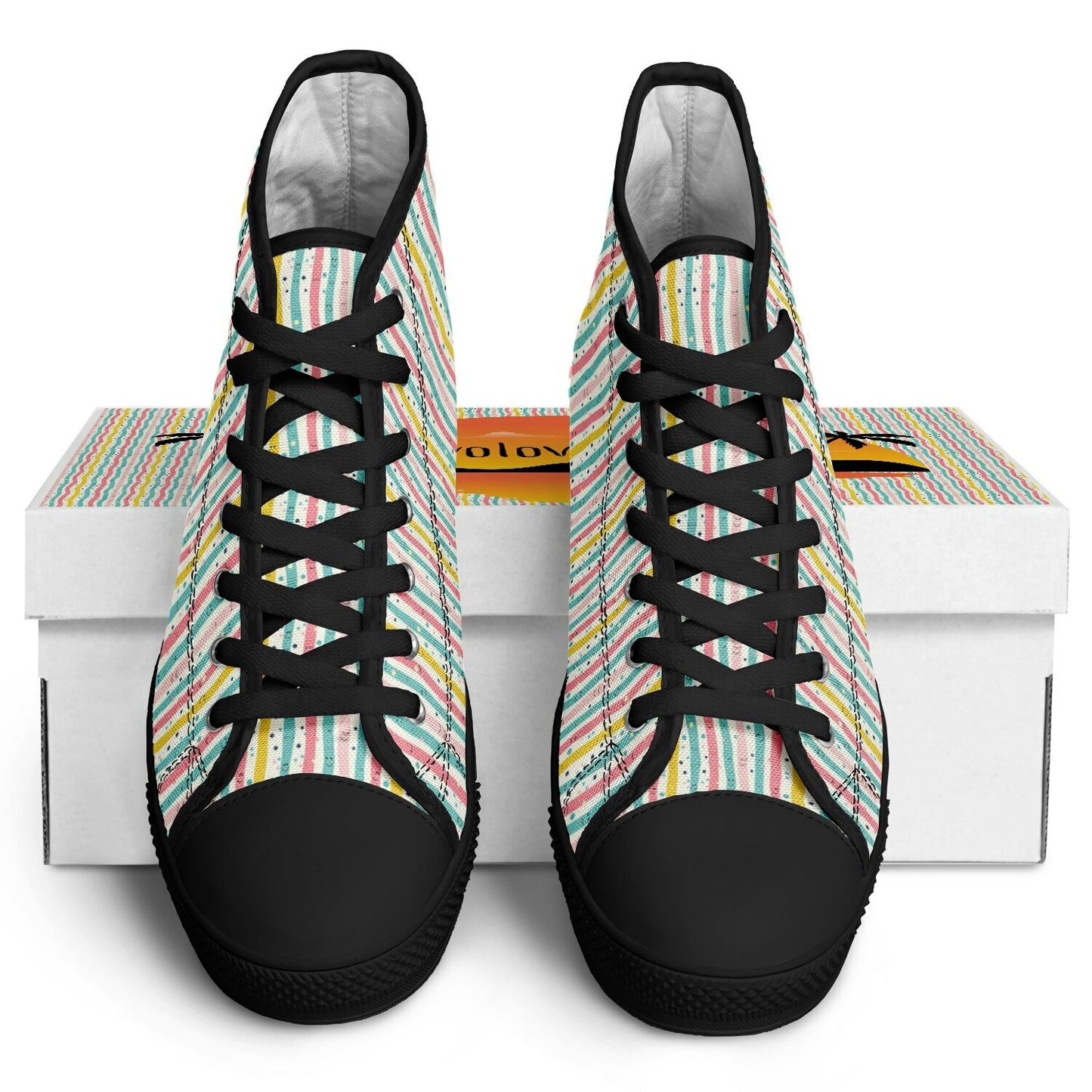 Urban Peak High Top Shoes | Whimsical Hand-Drawn Pastel Sneakers | Playful Streetwear
