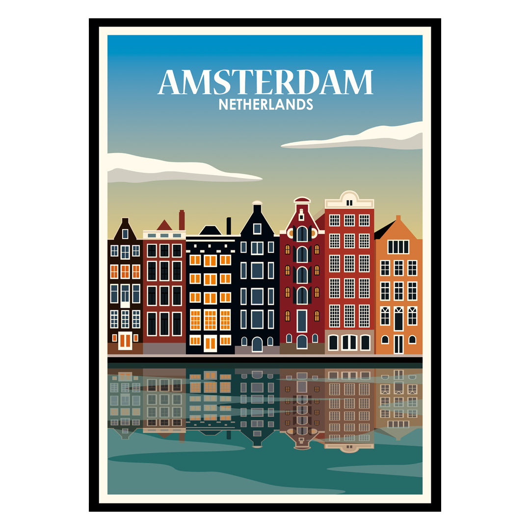 Amsterdam Travel Poster Printable Amsterdam Netherlands Poster
