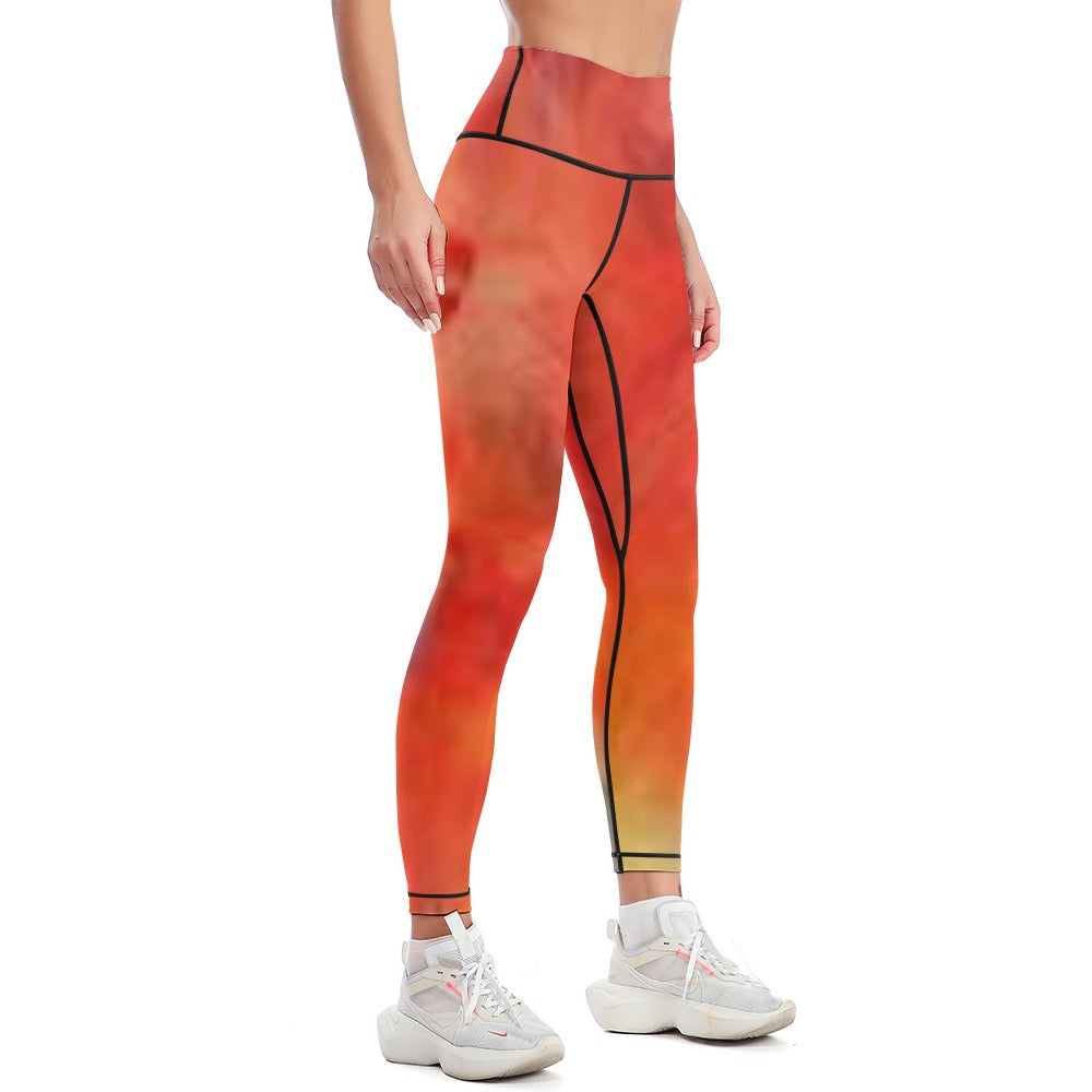 Orange Tie-Dye Sports Yoga Pants