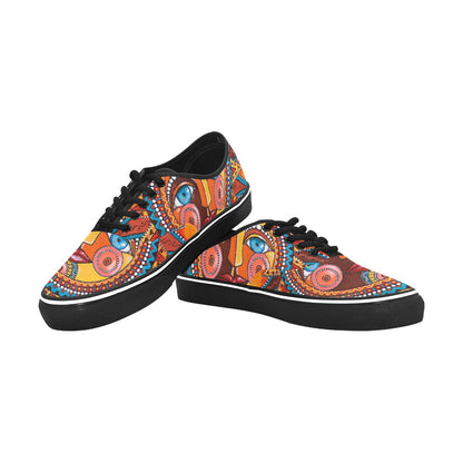 Golden Glow Vibes – Women’s Whimsical Sun Canvas Low Tops