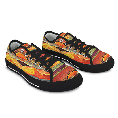 Tequila Sunrise Women's Shoes - ☀️ Whimsical Sunset Women’s Canvas Low Tops